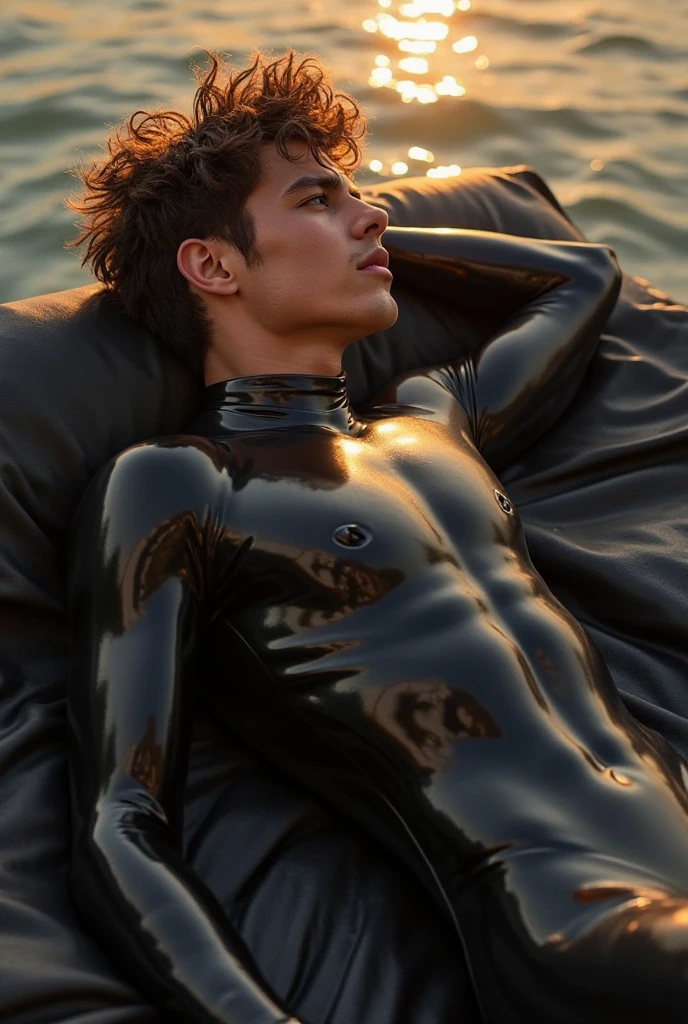 a muscular, shirtless man with short hair, partially submerged in a mud pit, sexy, smudged, covered in mud, nsfw