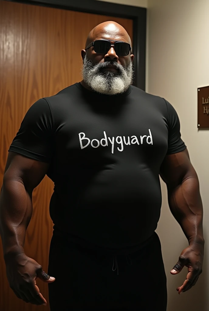 handsome and beautiful chubby black man smirking with natural twist hair half body shot wearing a black t-shirt and jeans