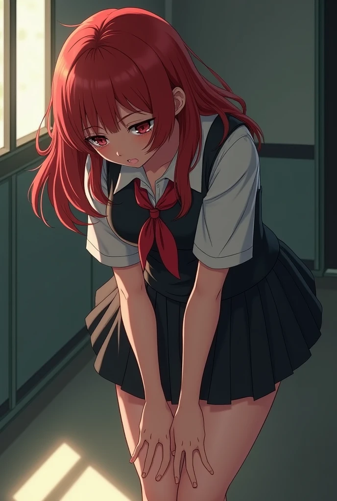 White liquid all over the body、Put your head on a urinal with yogurt all over your body、The whole body is wet、1girls, restroom, Sweep the urinal, kneel, raunchy, Pee, rubbish,masterwork, maximum quality, highly detailed、whiteshirt、Black tie、red hairs