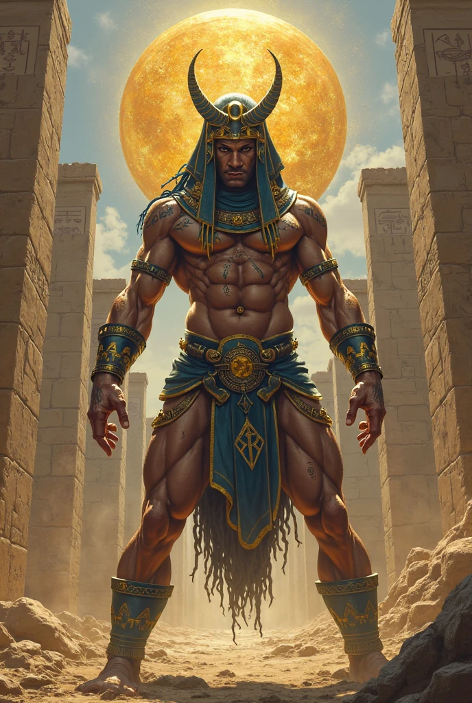 an image of an egyptian god with lightning coming out of his chest, pharoah, storm egyptian god, jason momoa as assyrian, atlantean warrior, egyptian mythology, the egyptian god, adobe ilustrator, god of the dead, as atlantean reptilian warriors, egypt god, egyptian god, atlantean, powerful god, divine realm of gods --auto
