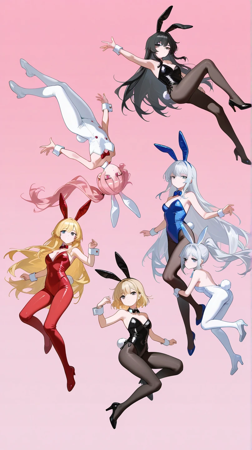 1girl, small breast, bunny suit playboy, standing, cheerful pose, troll, fullbody, standing, blank background, masterpiece, best quality,