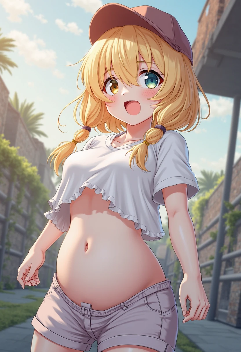(masterpiece, best quality:1.2),illustration,high quality, ultra-detailed, ray tracing,perfect lighting, , 1girl, beautiful skin, beautiful girl,good hands,sharp focus,,,dynamic angle,[:(detailed face:1.2):0.2], (tsumugi kotobuki, long hair, blue eyes, blonde hair, thick eyebrows, , Erect nipples, huge breasts, , Bloated belly, obesity, Are fat, Sad expression, tears), beach, sunset, running, , bouncing stomach, 