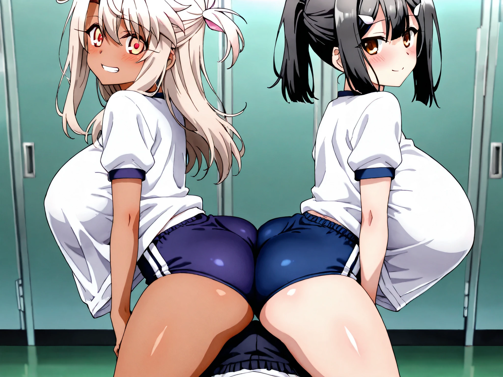 Texture CG, ((Ultra Detail Art)), ((master piece)), (extremely details CG),Multiple girls,3girls,school stairs,(walking up stairs),school gals ,school gyaru ,(school unifrom),skirt ,(pleated mini skirt:1.5), white shirt, beautiful legs,small ass,ass focus,from behind,from below,wind lift,((string panties),(sexy panties),(white panties)),long hair, blonde hair, brown hair, pink hair, silver hair, Curve, Beautiful detailed eyes , gleaming skin, bracelet, ,hair ornament, hairclip, jewelry, open mouth ,light smile, (embarrassed:1.4),outsides ,clear sky, in summer ,windy ,garden,