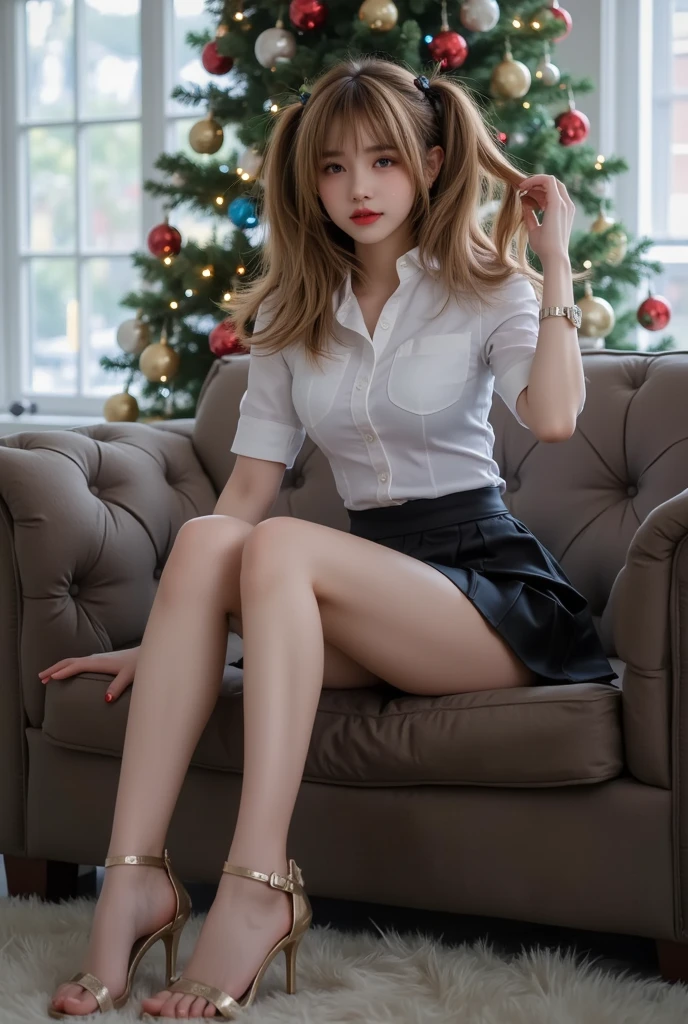 (photorealistic:1.6),(High resolution:1.6),(Sexy Woman),(beady eyes),(large eyes),(Light brown hair),(cool beauty:1.3),chuuChloe,(Personality is lewd),(flaunt muscles),(Queen's reception room),(sit in the Queen Chair),(Bossy Woman:1.5),(tight skirt:1.3),(tight blouse),(Lean back),(panties fully visible:1.3),(glimpse of panties:1.1),(Slender body),(Necklace),(Emphasize pussy line),(evil smile:1.5),(sexy:1.5),(Preteen),(Erotic)