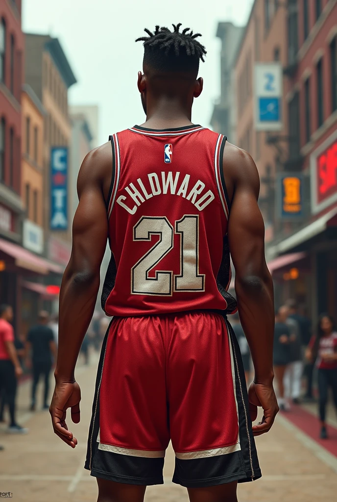 Un joueur de basket vu de derrière qui porte un maillot blanc avec le prénom Daryl écrit dessus avec le dossard 7