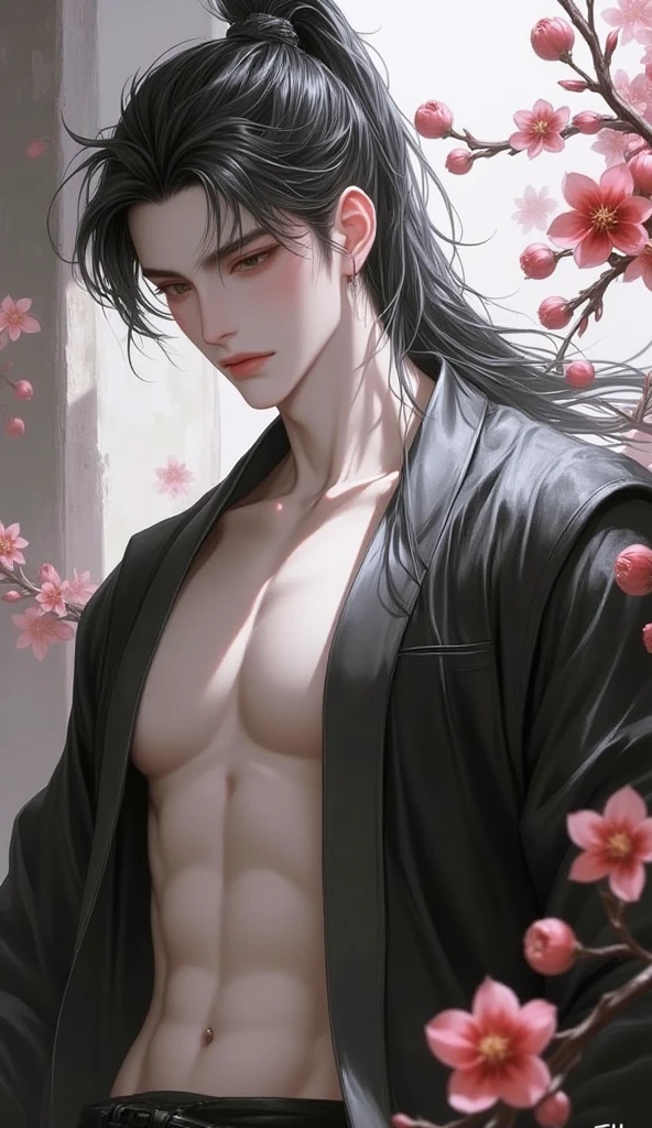 Yue Tian, a young boy born with a curse. Born amidst the forbidden forest A land shrouded in secrets and danger. His body was like a deadly lotus. Beautiful but hidden with a poisonous face:
Oval shape, slender and pointed, white skin as pale as snow. pitch black eyes Full of hidden power Thin lips, ruddy red, long flowing hair, jet black, flawless body.:
Tall, slender, proportionate, firm muscles. The skin is smooth, without blemishes, the movements are agile and fast, the eyes are hidden with intelligence, the posture:
Cold, reserved, doesn't talk much, radiates danger. The air around him was filled with power. clothing:
Simple black dress, bright red shawl. black leather shoes Decorated with silver jewelry, scent:
Smells cool, like wild flowers. Hidden with the stench of blood, including:
red lotus tattoo Left chest area Eyes are bloodshot when angry. Special power: controls plants and flowers.