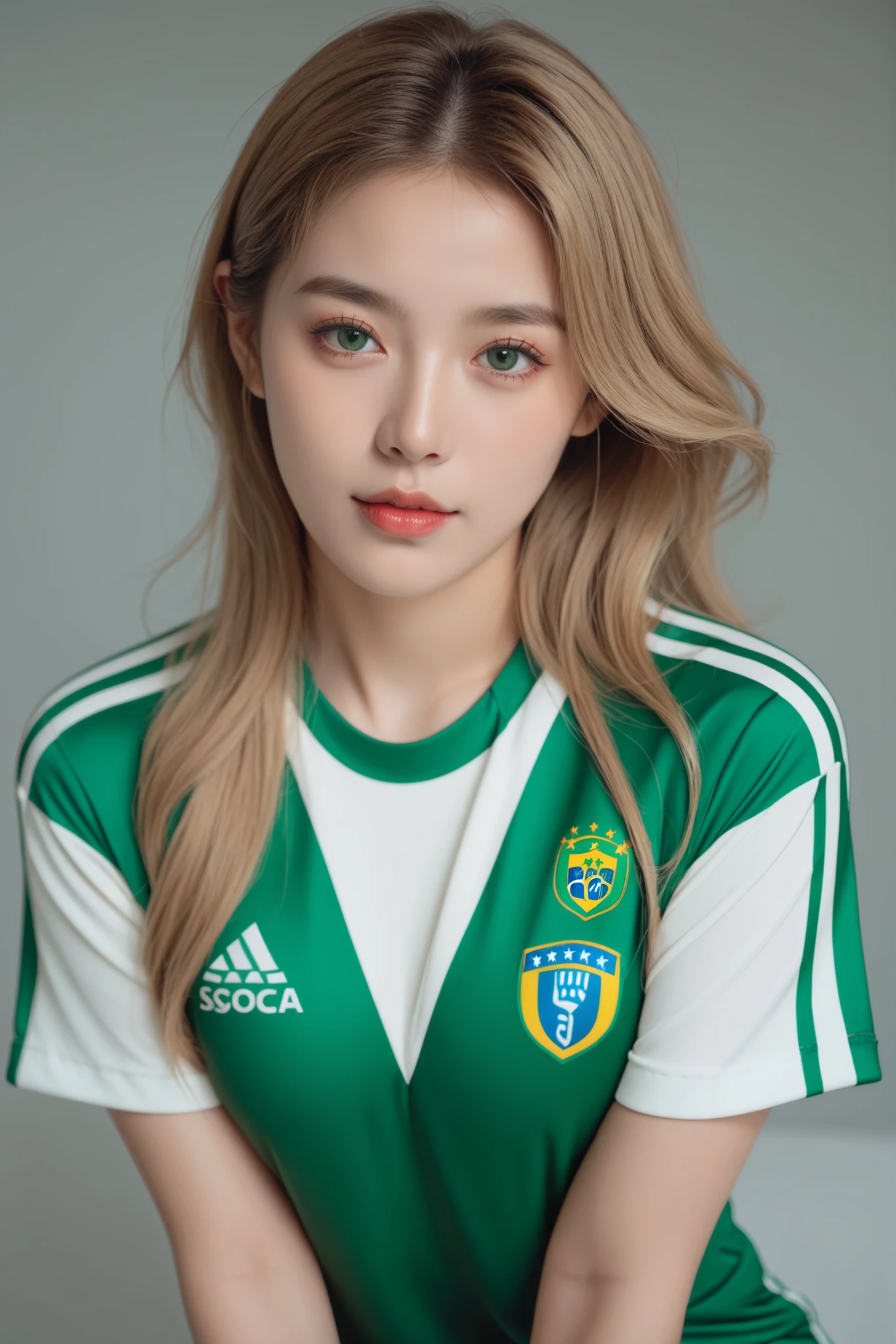  Brazilian model is the perfect body she has and is perfect soccer,soccer team soccer Santos from the jersey one with 91 years old green eyes with a blonde Mulher Umaça 
