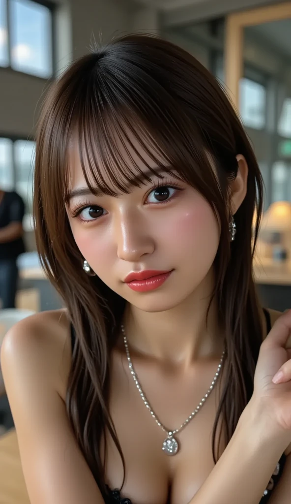 Woman on knees, oval face, crying, sad, distressed, sexy body, brown long hair, (looking at viewer), makeup, fit, erotic body, Cleavage, Cosplay, Tongue out, (best quality,4k,8k,highres,masterpiece:1.2), ultra-detailed, (realistic,photorealistic,photo-realistic:1.37), HDR, UHD, studio lighting, ultra-fine painting, sharp focus, physically-based rendering, extreme detail description, professional, Pastel colors, bokeh, portraits, landscape, horror, anime, sci-fi, photography, concept artists, warm, soft lighting