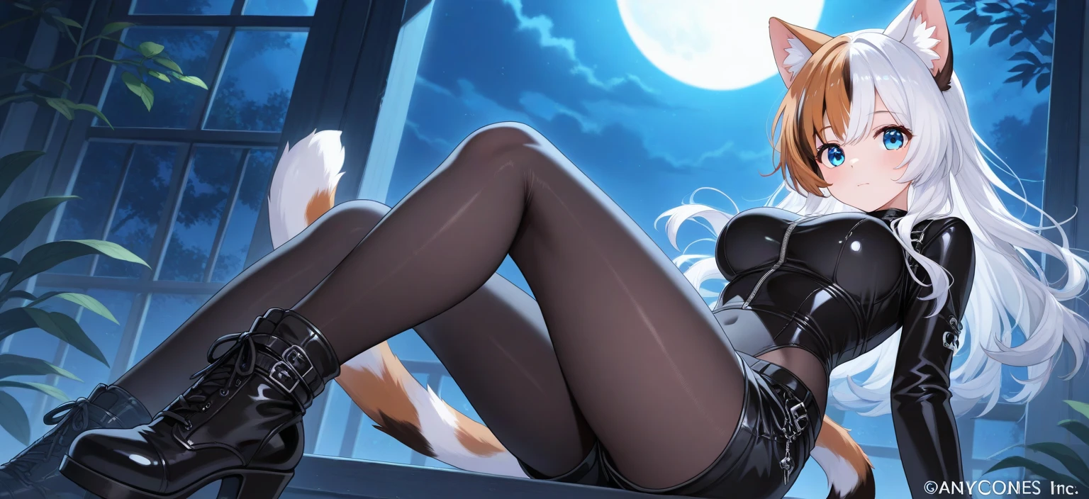 1 woman, black pantyhose, high heels, brown high ponytail, open, squat, facing audience, masterpiece, best quality, 8k, highly detailed face and skin texture, detailed eyes, wet body, long hair, NSFW, no panties, no panties, tide blowing