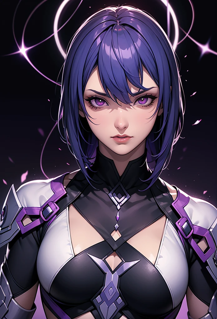 Woman, villain, purple details, various angles, dripping cum from mouth, white gel, tongue, cum, wet, (front, back, side), character sheet, model sheet, reference sheet.