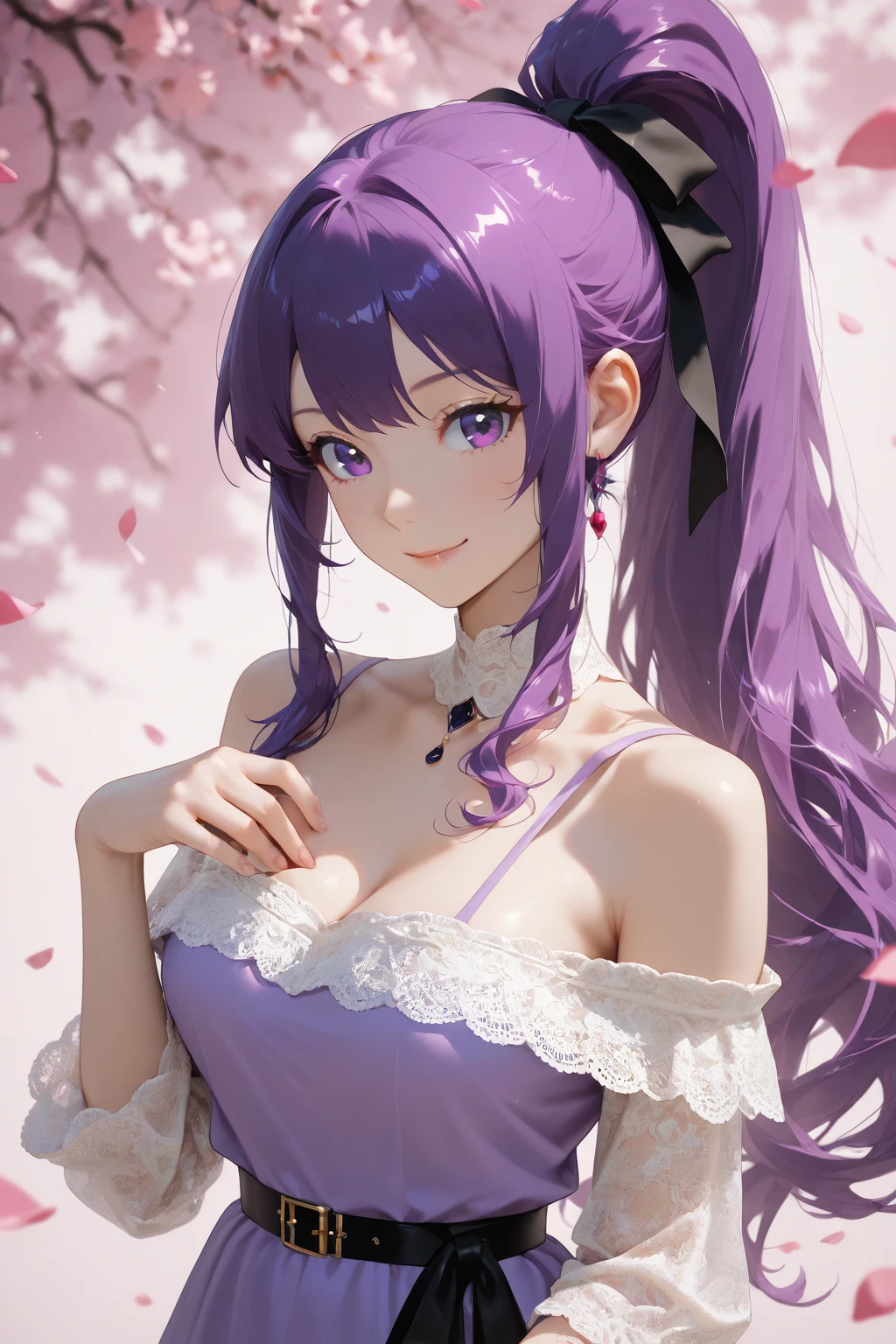 Best Quality,High resolution,8k,(plain white background, no patterns, no textures, just a plain white background:1.3),Masterpiece:1.2),beautiful girl,Big Breasts,(Shiny purple hair:1.3),bob cut,Beautiful purple eyes,kimono,Japanese Rock,Japanese Gothic,Absolute area,Gentle look,A refreshing look,smile,Best quality,Best Quality,Aesthetic and aesthetic:1.2,Best details((Super detailed))(High-definition CG illustrations),Slender body,smile,blush,cute,Scrounge,Looking up,Being spoiled,wariza