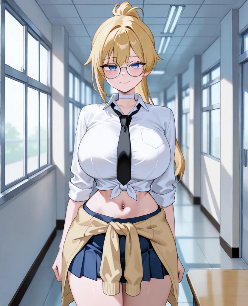 anime girl listening to her stomach using a stethoscope