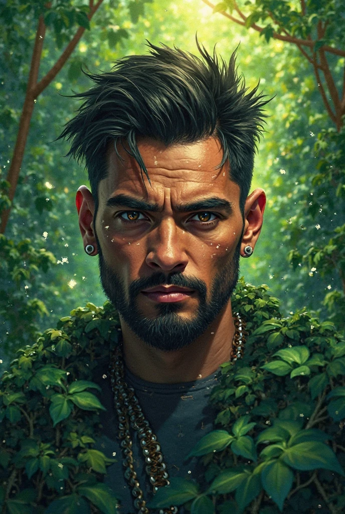 drak,cbzbb,A detailed,Detailed eyes,UI interface frame design,simplebackground,round form,leafs,tree branch,vine,florals,Little butterflies,particle effect,delicated