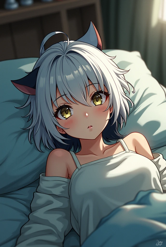 Koneko tojou, front view, cat girl, white hair, yellow eyes, cute expression, whiskers, all fours, cat pose, looking at viewer, paws pose, completely nude, nsfw, small breasts, highres, ultra-detailed, horny, female fluids, (best quality,4k,highres,masterpiece),subdued colors, vivid colors, professional lighting, detailed lips, detailed eyes.