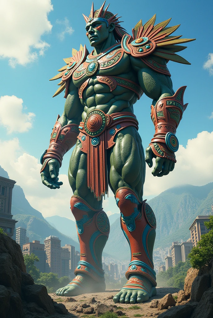 a muscular green humanoid figure, incredibly detailed and hyper-realistic, contemplative staring upwards, dramatic powerful pose, marble statue, gold paint highlights, Greek temple background, cinematic lighting, photorealistic, 8k, best quality, ultra-detailed, masterpiece