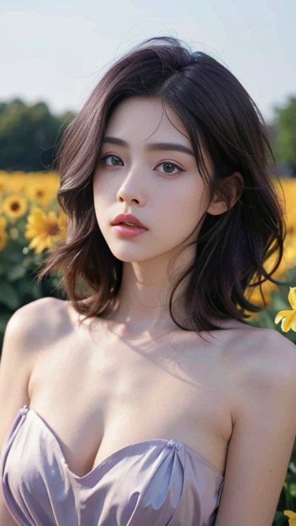 ((Exposing breasts 1.6))),(((Exposing breasts 1.6))),(((Exposing breasts 1.6))),masterpiece, Highest quality, 8k, Absurd, Beautiful medium long bob hair,Woman in her late 20s, That shy expression is cute, (Sensual Style),((Seven episodes were filmed..............1.4)), (Nude 1.5), No makeup, The near road and the far road, Written boundary depth, Surreal, High resolution, photograph, Sharp focus, Face lamp, Dynamic Lighting, highest detailed, ,Extreme detaileds、Super detaileded、detailed、Real Skin、elegant features、Positive and optimistic、(The background is a colorful flower field)