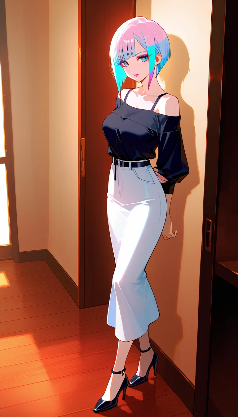 (((masterpiece, best quality, ultra highres, 1 girl, solo, no background))), super detailed skin and face and eyes and finger, beautiful japanese woman, small breasts:1.5, skinny, light brown hair, white background, very short hair, (an illustration of girl), Knee shot, Generate with illustrations, Various expressions, Various poses, Various Costumes, Please draw the entire character within the frame, ensuring that the head, arms, and legs are not cut off. The background should be simple, with the character positioned centrally,