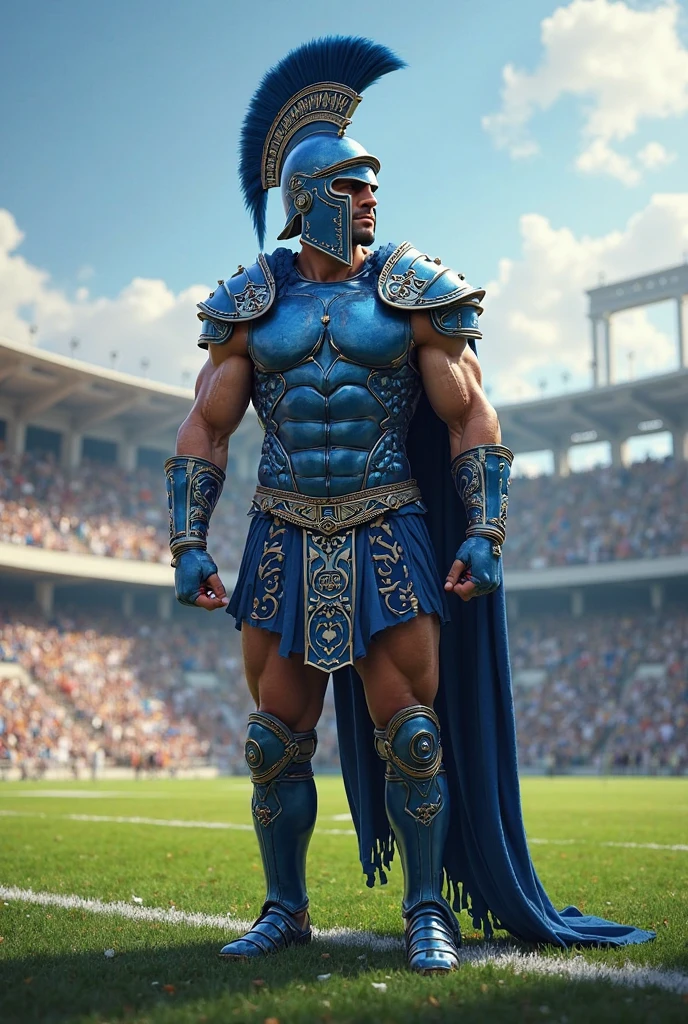 an  hairy , muscular legs, short hair military haircut, young, very muscular blond gladiator ,small white sweat stained  briefs, very hairy legs, hairy chest, strong hairy shoulders, strong hairy arms, no upper body armor, standing on a platform in a crowded  roman  arena, wide angle , full body, photorealistic, 8K