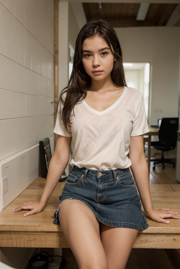 A jaded 25-year-old Singaporean construction worker in a black skirt having sex, photorealistic