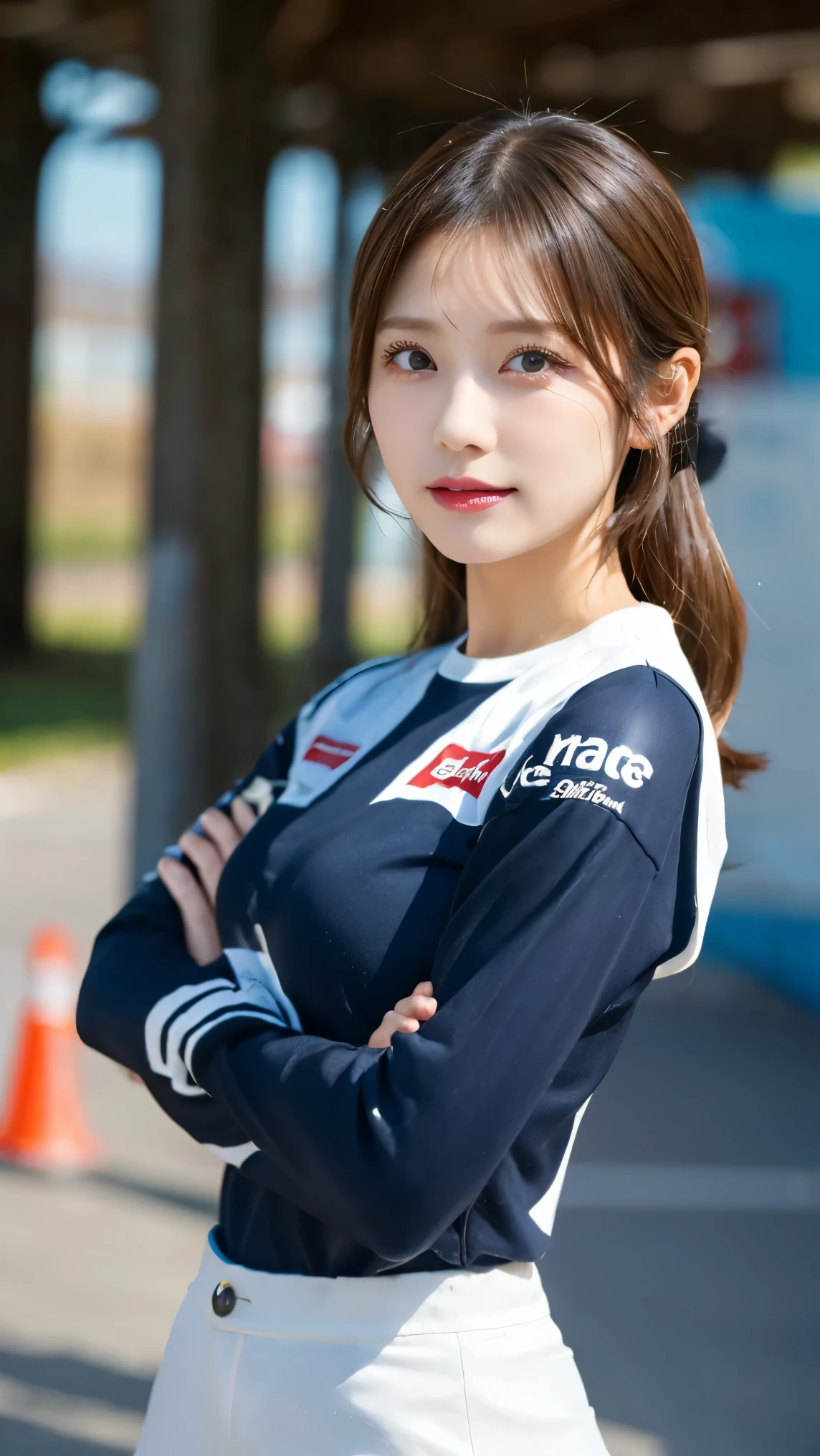 (extra detailed body、extra detailed face、best qualtiy:1.2)、femele、looking at the viewers、(female rally driver)、(rally label on background、drift)