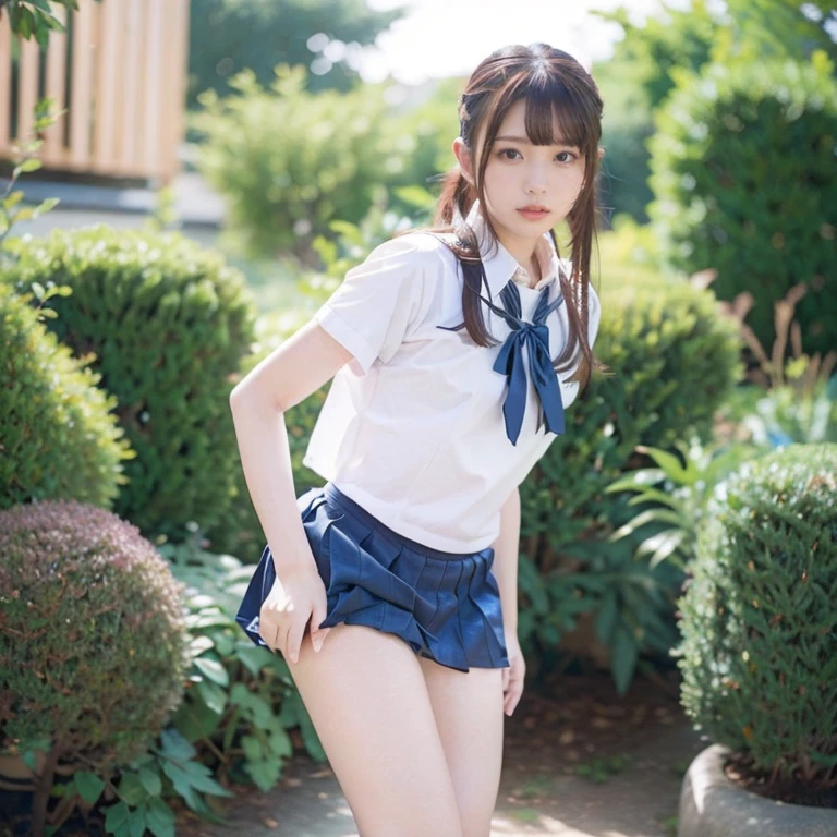 (8K、RAW Photos、Highest quality、masterpiece:1.2)、(Realistic、Realistic)、1 Girl、((Sailor Moon Costume:1.2、Thin legs、whole body、View from the front、smile、Looking into the camera、Hold your skirt with both hands and show me your black panties))、cute