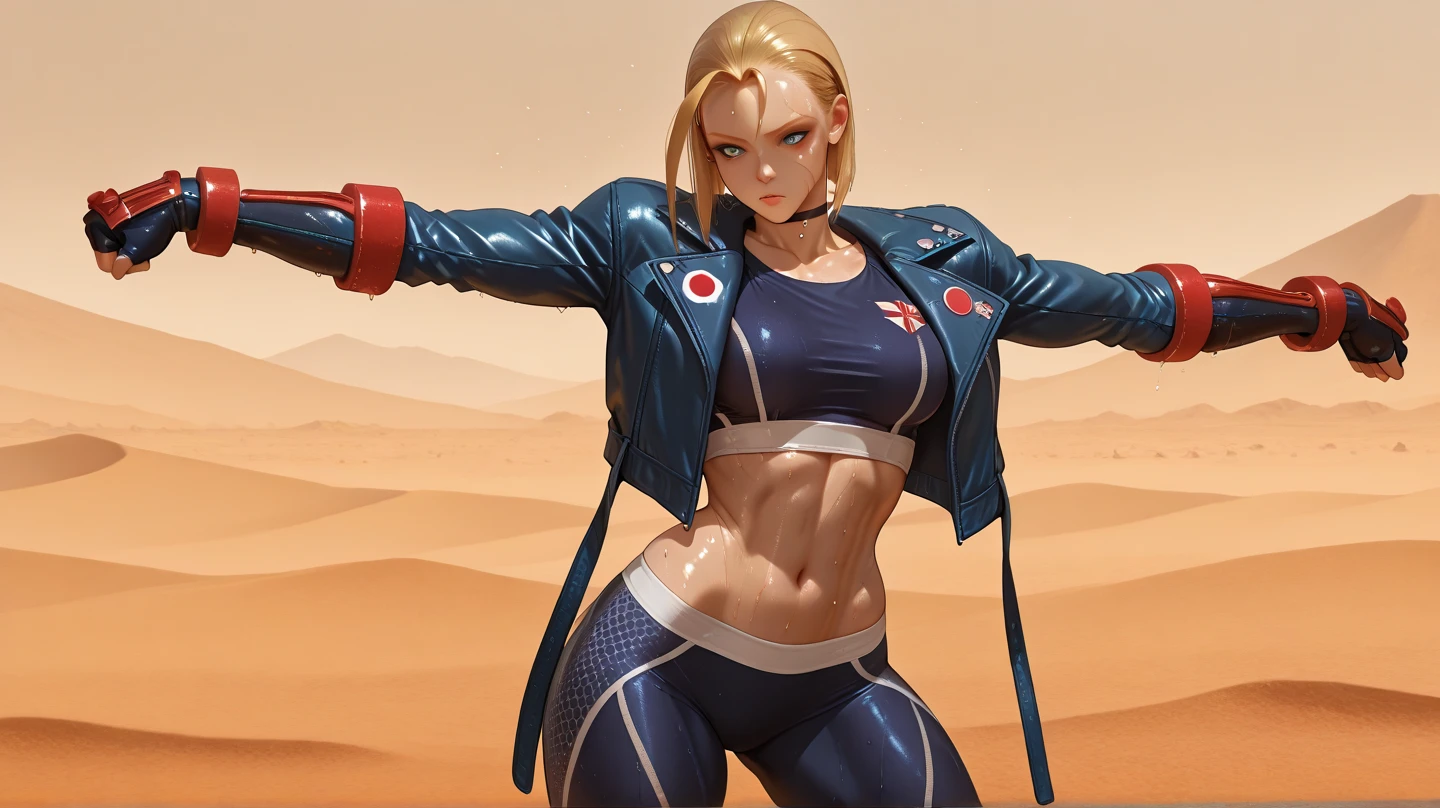 vest and panty,naked,serious,sexy pose,military,desert.Cammo,Sun,hot,guerrilla,tropical,wetting,leona from the king of fighters.
