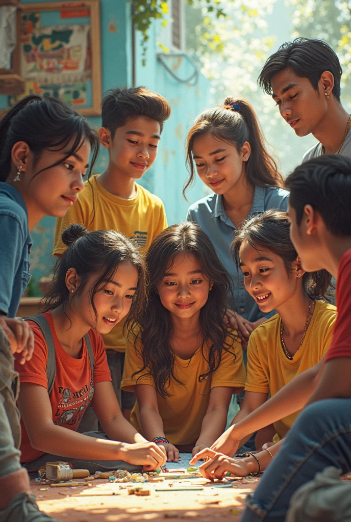 13 person 8 girls and 5boys wearing a tshirt and write 
There names boys name animesh lekhraj kishank priyanshu tirendra, girls name are Khushi ,Khushi,komal, yashika,kusum,Sarika,santoshi,Harsha
Al are sited in chair