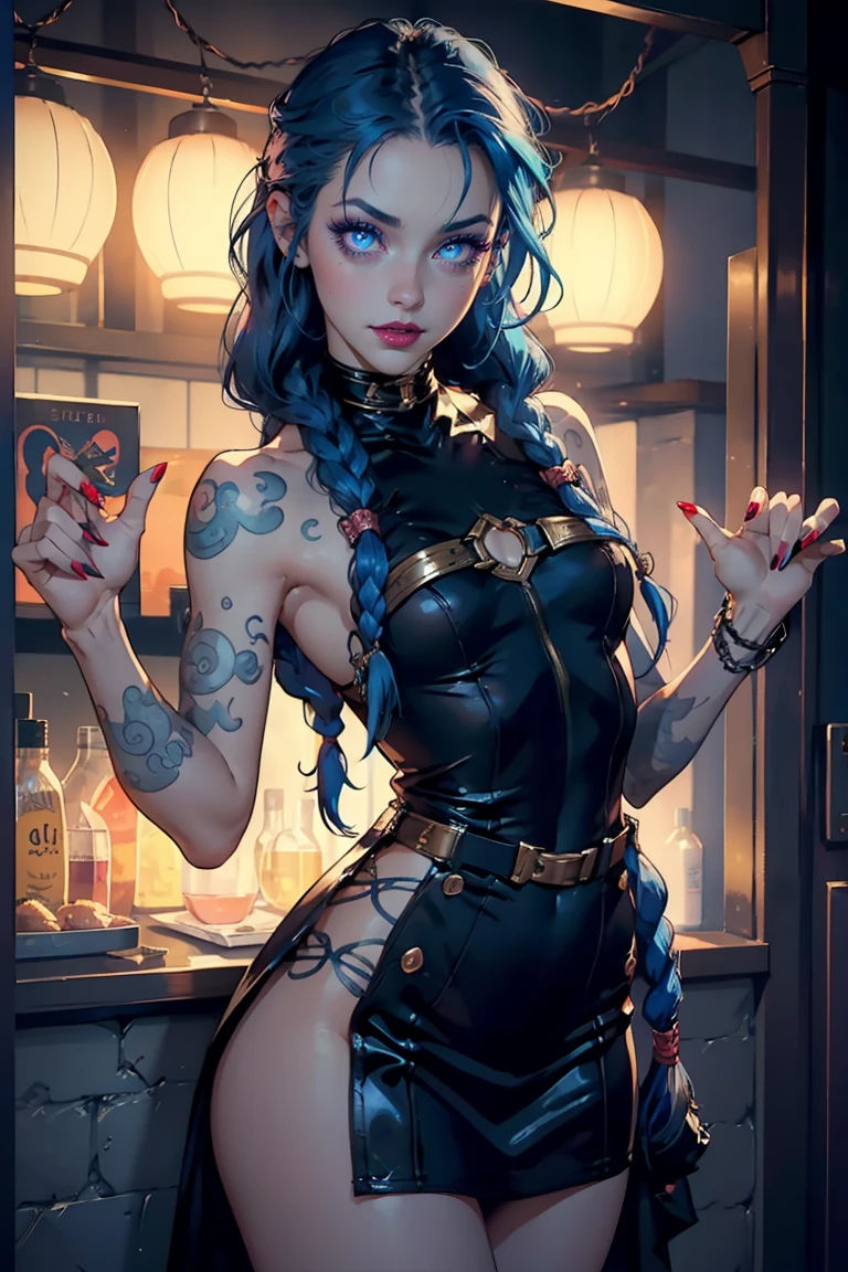 A galactic girl with simple and delicate features being an art for tattooing --auto --s2
