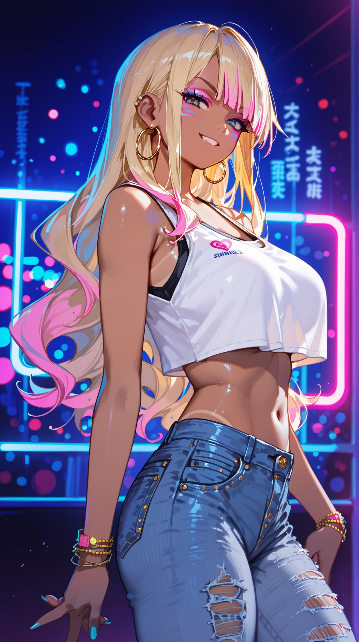 ((tall beautiful russian supermodel)) ((Big bright blue eyes)), ((dark eyeshadows make up)) ((bright red lipstick)), ((happy smile)) ((very long messy blonde hair with bangs covering one eye)) ((very huge beauty breasts:1.6)) ((perfect slender body:1.3)) ((wearing a hot pink thong showing off her ass)) ((choker)) ((trainning inside gym)), ((high definition:1.5), ((low intencity lights)) ((masterpiece:1.5))((8k:1.5)) ((Best quality:1.4))