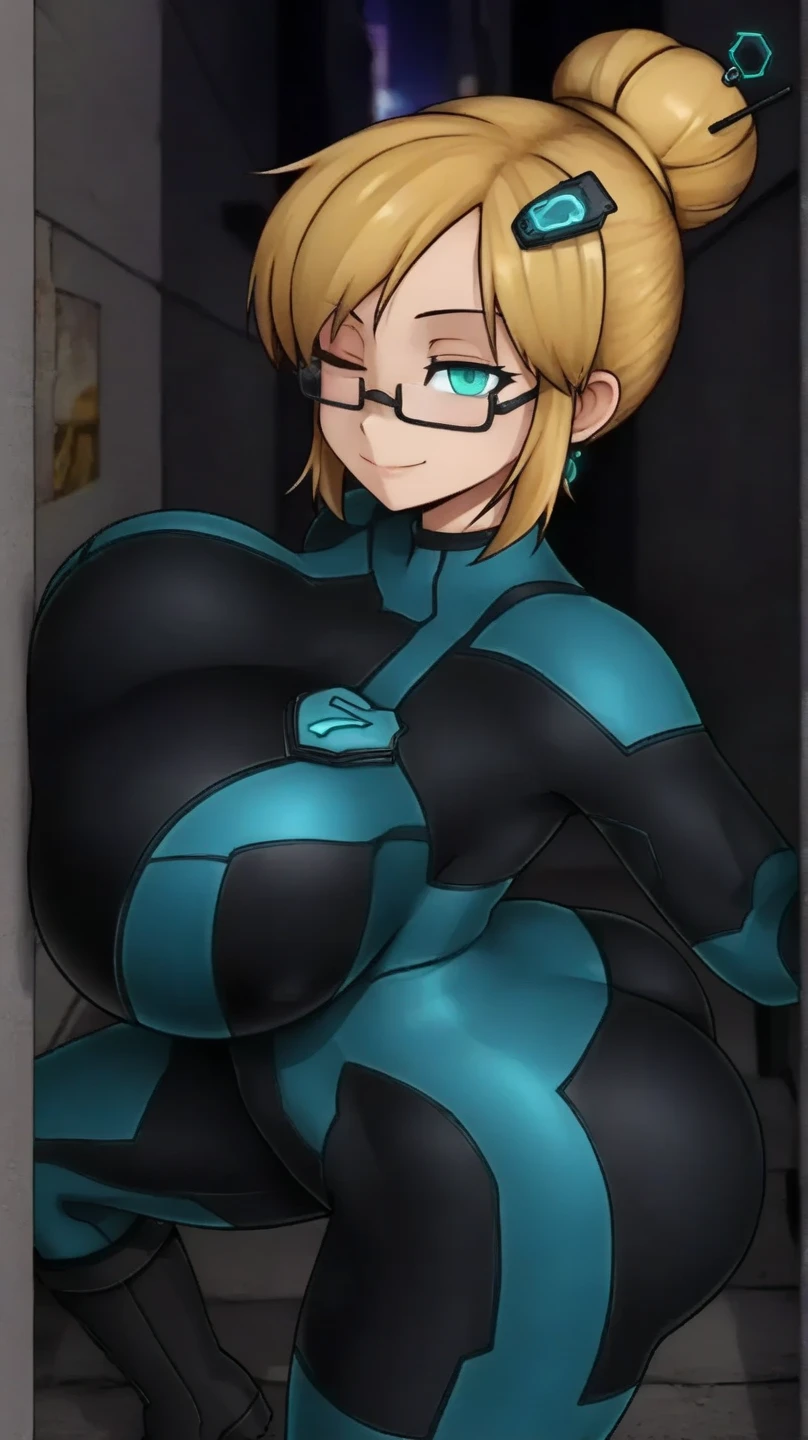 masterpiece, best quality, extremely detailed, 1girl, mature female, solo, jeanrnd, (gigantic long wide fat heavy jiggly wobbly breasts:2), (((blonde hair, ahoge, long hair, blur eyes))), parted lips, (((zero suit, blue gloves))), ((yandere trance, evil smile), closed mouth), ((hands on own hips, ancient ruins)),massive overstuffed heavy protruding bloated bulging fat belly, very wide hips, deep navel, sexy motherly weight gain,