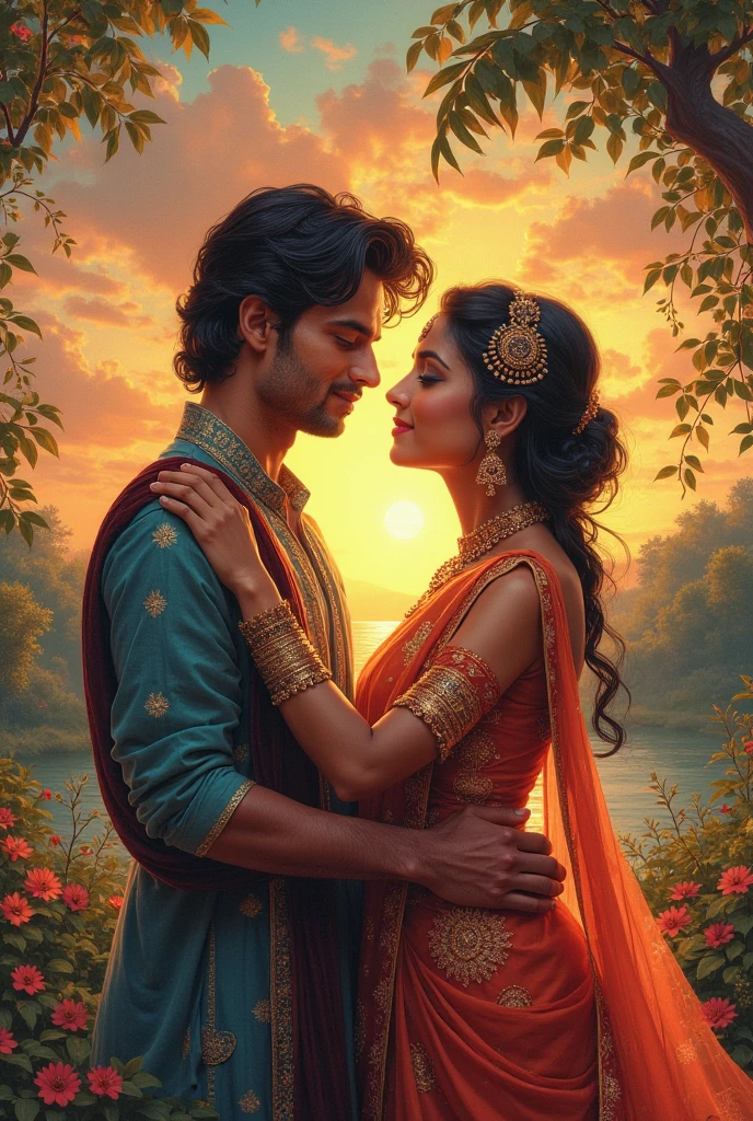 Indian theme with one boy and girl kissing pictures