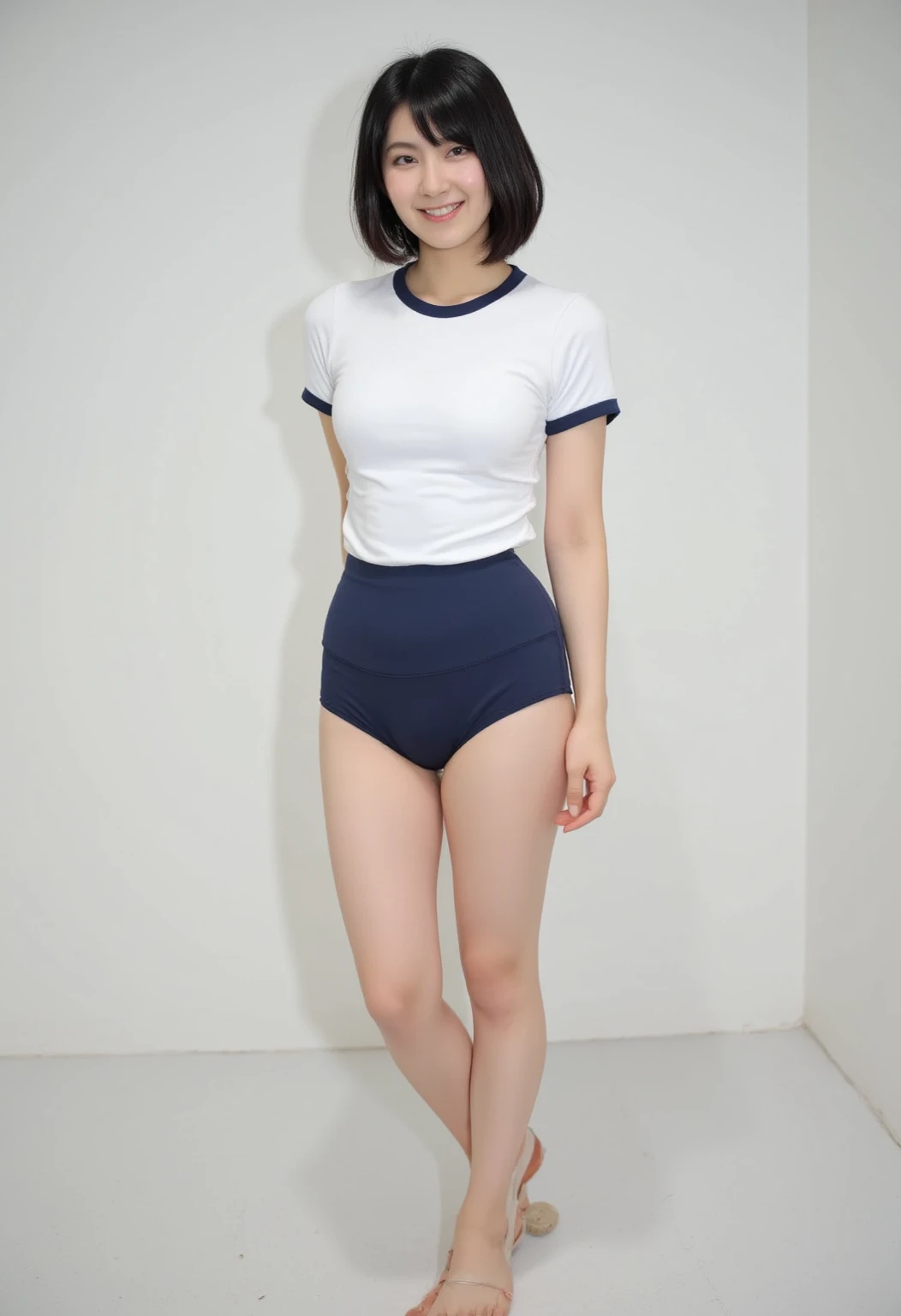 Chinese woman in gym uniform full body standing, best quality, masterpiece