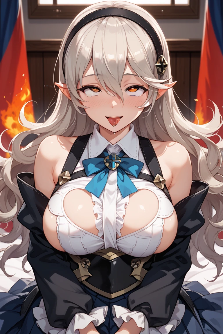 (small breasts:1.2), (perky chest:1.2), (pointed chest:1.2), (Pudding cake magazine cover:1.3),(from above:1.0),(fromside:0.9),masterpiece, 1girl, Amazing Cleavage:1.1, thin waist, optimum,tmasterpiece,hight resolution,best qualtiy,hyper HD,super detailing,awardwinning,16 K,solo,(The upper part of the body),anatomy correct,Beautiful cyberpunk girl,Cowboy Shot,cute face,a blond,Longhaire,Twin-tailed,Braids, Hairline,(scarlet eyes),long eyelasher,Hanging eye corners,White skin of the,shoot from the side, ((see through camisole:0.1)), ((Sheer nipples:1.0)),Rocket Tits,(Slim body),smile,seductive weak smiling,(with sparkling eyes and a contagious smile),open mouth, Looking at Viewer,