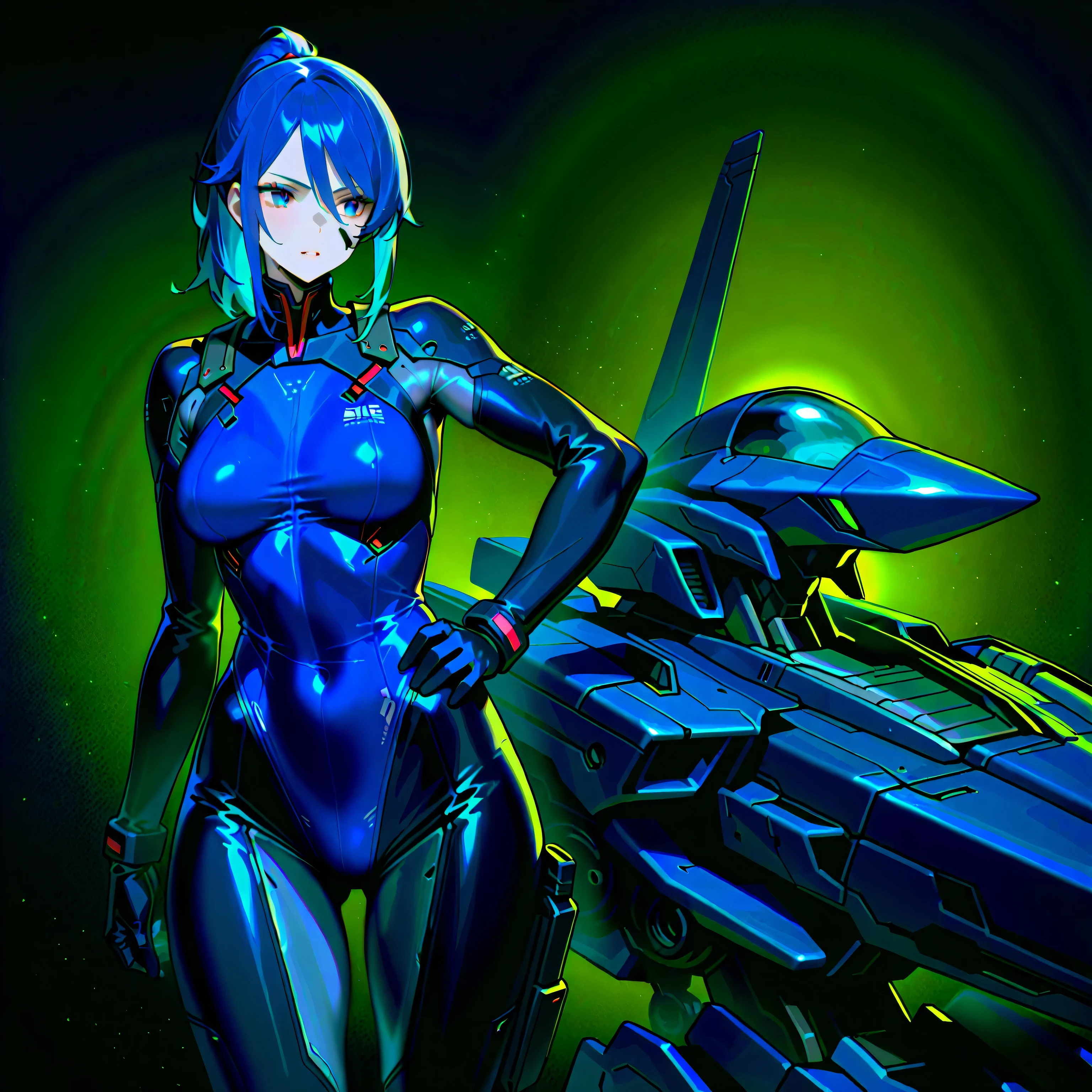 ((Glowing green mechanical eyes:1.3))、Close up portrait of woman in futuristic suit, Girl wearing mechanical cyber armor, cyberpunk anime girl mecha, perfect android girl, Advanced digital anime art, female mecha, digital cyberpunk anime art, detailed digital anime art, Anime robot and organic mixed together, Epic sci-fi character art, Epic sci-fi character art, anime mecha aesthetics