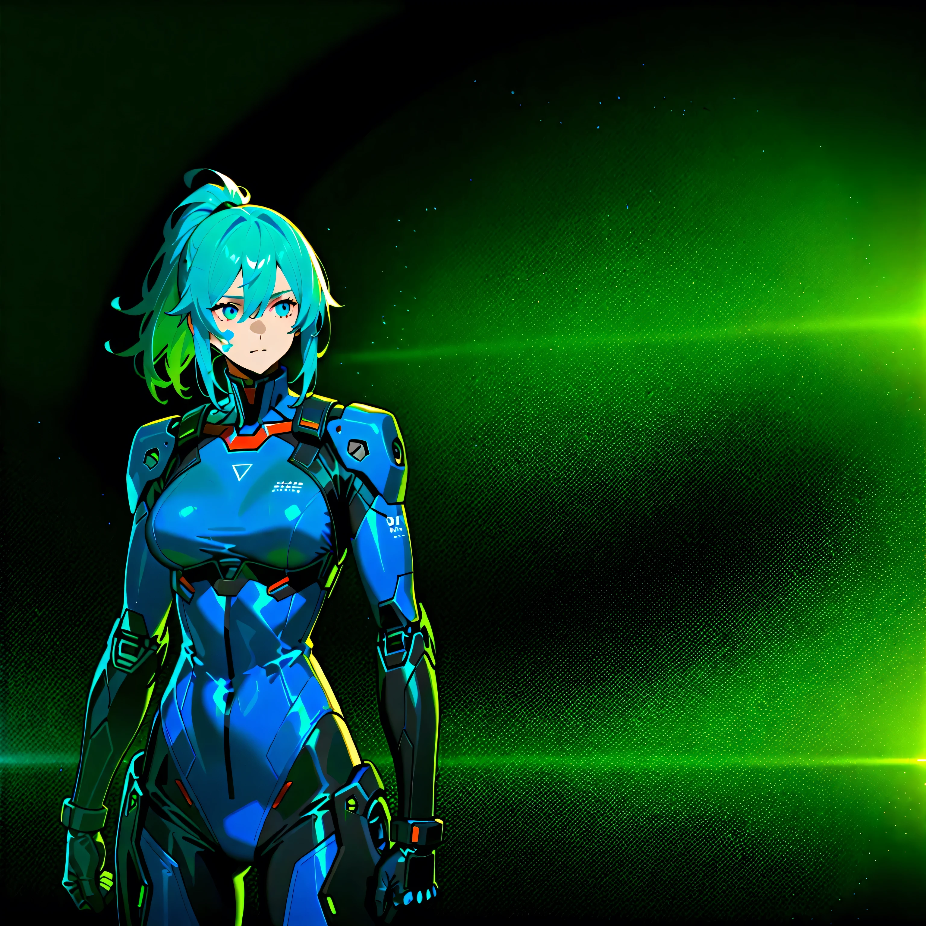((Best quality)), ((masterpiece)), (detailed: 1.4), (Nonsense), Tank pilot woman ready for war, shiny skin, perfect body, defined muscles, half thick bare thighs, closed mouth, only in panties, include stars in clothing, muscular body covered by technological clothing, Neon Genesis Evangelion style and Honor Impact, cyberpunk, generous neckline, ((perfect large breasts)), (green eyes without pupils),  ((clothing only in white and red colors)), (((short mohawk blue hair)))), (thin stripes covering breasts), (Psychedelic tattoo on arms), ((circuit drawings)), short underwear, garter belt, by mucha, niji --V5, close to real, psychopath, crazy face, sexy pose, background with a giant Gundam style robot head, 2 piece clothing, fractal shoulder pads,  pastel, centered, scale to fit dimensions, HDR (High Dynamic Range),Ray Tracing,NVIDIA RTX,Super-Resolution,Unreal 5,Subsurface dispersion, PBR texture, Post-processing, Anisotropic filtering, Depth of field, Maximum clarity and sharpness, Multilayer textures, Albedo and specular maps, Surface shading, Accurate simulation of light-material interaction, Perfect proportions, Octane Render, Two-tone lighting, Wide aperture,  Low ISO, White balance, Rule of thirds, 8K RAW, crysisnanosuit
