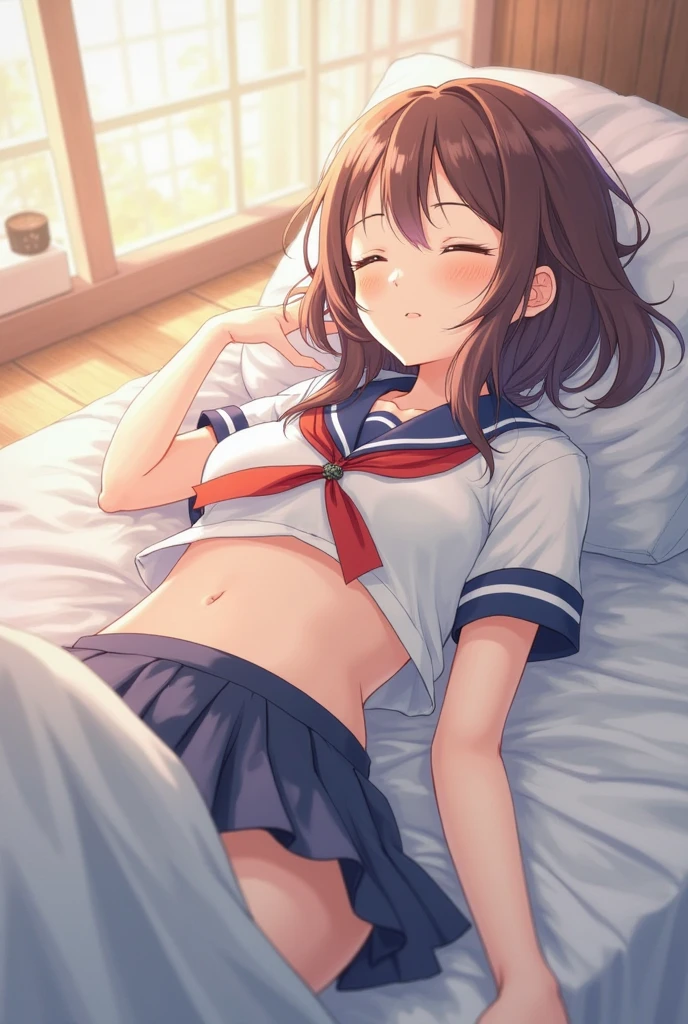 (Highest quality), (masterpiece), highly detailed, highly detailed face, Adult women, Nakano Ichika is sleeping in bed in her tight gym clothes with her legs spread and my hips pressed tightly against hers while she is having sex with me and she doesn&#39;t notice it., whole body, Eyes that are evenly shaped, She has a full head of pubic hair, Pink Hair, asymmetry short hair, Love juices entangled around the penis, A small cross-section of a uterus with a penis expelling semen in the background, Sleeping with both eyes closed, Small breasts, Accurate depiction of penis insertion,
