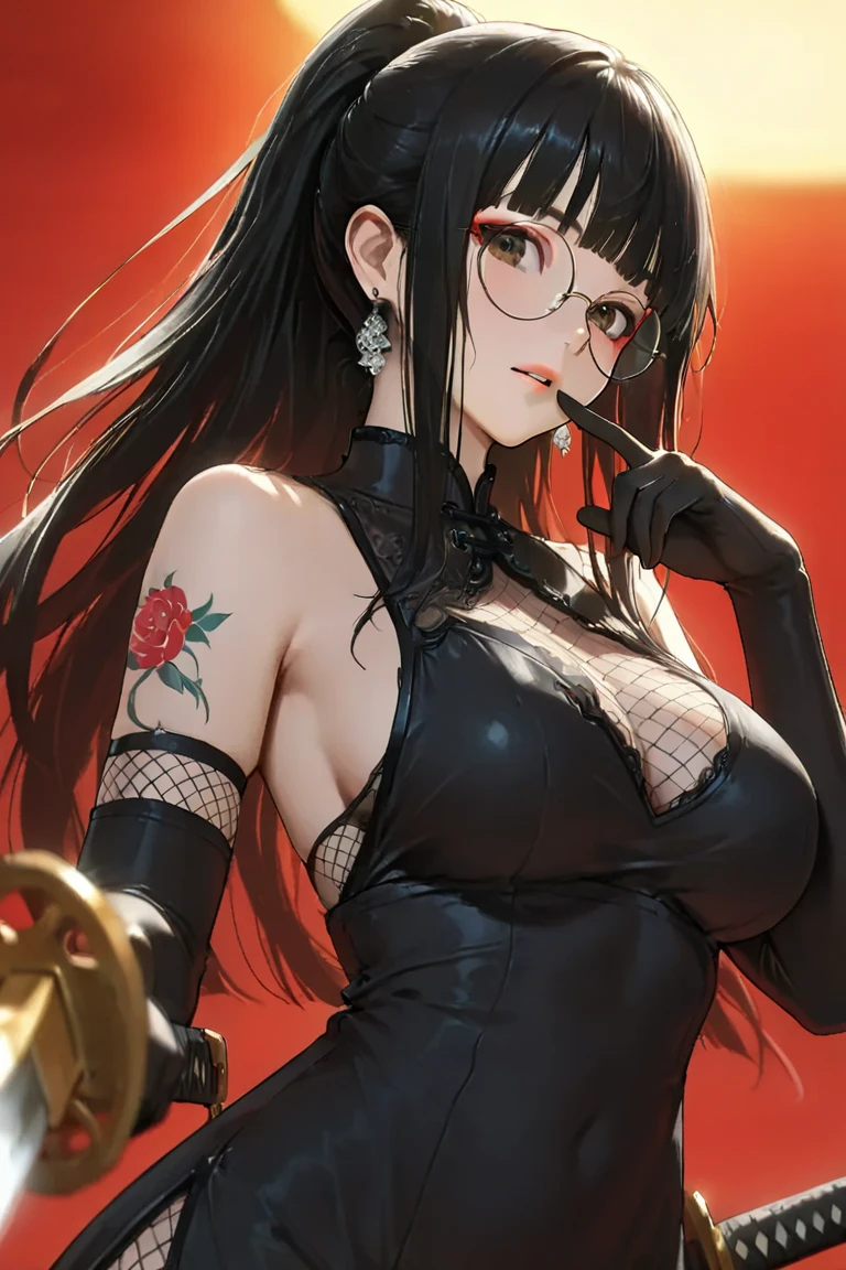 Fine、(The best illustrations)、8k UHD resolution、intricate-detail、top-quality、realisitic、ultra-detailliert、The best lighting、Best Shadows、Soft lighting、Ulutra HD、1 beautiful devil woman from hell, surreal female portraits by David Hockney and Alphonse Mucha, Portrait of an enchanting woman by a court painter、Fantasy Art, Chinese Doll、Dungeon and Dragon、Devil's Palace、Devil's Torture Chamber、magia、 Evil Nun、Dark Necromancer、natta、Dark style、Succubus、Devil's Daughter、Bat Wings,(((Demon Horns)))、((((black-rimmed round glasses))))、(((Colossal tits)))、(Devil's Tail)、(red eyes glowing:1.6)、 intricate tattoos, demonic intricate tattoos, thigh tattoos, body tattoos, masterpiece、beautiful countenance、a baby face、Muscular seductive body、The enchanting body of the devil、Chinese actress、Seductive Black Magic Costume、(((A shiny red snake is wrapped around her body)))、Tindall Effect、photos realistic、(High Detail Skins:1.2)、 (Intricate details, makeup, pureerosface_v1:0.5), (Detailed beautiful delicate face, Detailed beautiful delicate eyes, A perfectly proportioned face, High detailed skin, Detailed skin, best ratio four finger and one thumb, arms below breasts, Tattoo with a red glow under the stomach、Awesome awesome, wide hips, smooth midriff, skiny and thin, __Fashion__, __hair__:1.25)、Digital SLR、hightquality、a picture、hight resolution、 absurderes、Ponytail distortion、女の子1人、Red sparkling gemstone necklace、jewely、Beautiful expression、Body Up、Large breasts emphasis、Toned waist、Wide buttocks、Devil's Tail、intricate tattoos, demonic intricate tattoos, thigh tattoos, body tattoos, effect、Photorealsitic、(High Detail Skins:1.2)、In the Dark, lowkey, cowboy lens, (red phoenix dress: 1.0), Seductive Black Magic Costume、Long hair, Black hair, Bust, Devil's Palace, devil crown, red eyes make up very sharp and detailed, The most beautiful face, Super tight breasts, Breast augmentation surgery, The breasts are very big and round and round, Black magic costume、Super realistic , Charming smile,a baby face、 Th