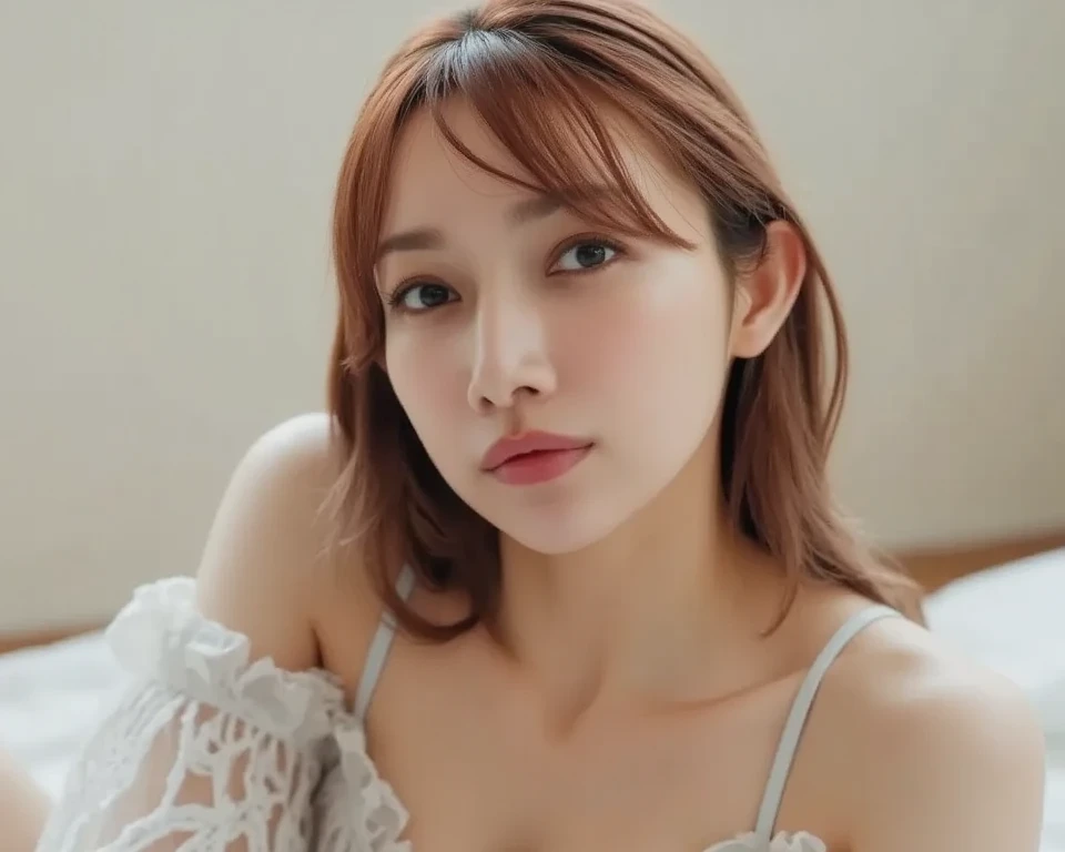 (one piece, Floral, Complex colors, Satin:1.4),
((I want to kiss you?, I want to touch my breasts?, I want to cheat with you?:1.2)),
((Do you like beautiful women??, Can you kiss me on the mouth??:1.2)),
((Sexy atmosphere, hold out your lips, A sigh escapes, Disheveled Hair)),
((High-class girls bar, She sat on the sofa in the store.、Take a seductive pose., Start taking off your clothes, No bra, I can see your beautiful thighs:1.5)),
((highest quality, 8k, masterpiece: 1.3)), Perfect body beauty: 1.4, (Breast A cup:1.2), Small breasts, Round shaped breasts, Perfectly shaped breasts, Highly detailed face, Beautiful woman, (Dark brown shortcuts), Slim face, Highly detailed face and skin texture, Highly detailed lips, (Realistic:1.4),
((Age 25, Sexy and beautiful female staff:1.5)),
((Earrings that match your outfit, Silver Necklace:1.2)),
((Look up a little)),
((Squint your eyes)),
((purse your lips:1.2)),
((Blushing:1.2)),
((Small breasts,Flat Chest:1.2)),
Narrow shoulders, Long, slender legs, Thin waist,
Ultra-detailed skin, Glossy Skin, Ultra detailed face, Ultra detailed breasts,
Ultra-detailed eyes, Slit eyes, Brown eyes, double eyelid, Beautiful thin eyebrows, Thin, long eyelashes,
Ultra-detailed lips, Fuller lips, Glossy pink lips, Flushed Cheeks, White teeth,
Beautiful actress's languid make-up, Pink lipstick, Smoky eyeshadow, Eye foundation,
Dark Brown Hair, Delicate and soft hair, Hair blowing in the wind,
(Elegantly putting your hair up, Medium Short Hair, ponytail:1.2),