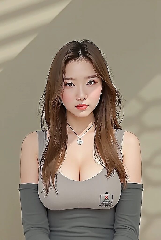 close-up of beautiful korean female, 34 inch breasts size,wearing cap, t-shirt, close one eyes, tongue out, bokeh background, Polaroid photo, UHD