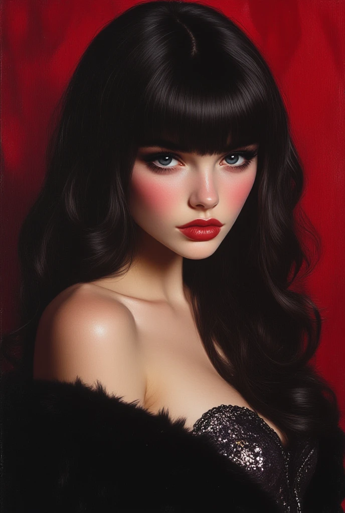 Mono color,weight,NSFW,Upper body,A nude devil woman with a black and white body stocking dress holding a red lipstick,Satan,succubus,e blue eyes,detailed patterns for clothes,sexy pose,Spreading legitimacy,detailed gothic background,dark fantasy background,Inspired by Robert McGinniss, Gretel Stern-inspired sounds, Takato Yamamoto&#39;s style, Riding Crepax, Riding Crepax-style, by hand, Vanya Zoravlev, inspired by Leonor Fini, long furry tail, Works influenced by Takato Yamamoto.Inspired by Klimt and Mucha. beautiful eyes, beautiful detailed lips, highly detailed eyes and face, long eyelash quality:1.2), super detailed, (actual:1.37), oil paint, color contrast, High resolution, black and white dress, red lipstick, Inspired by Robert McGinniss, Gretel Stern-inspired sounds, Yamamoto Takashi style, Riding Crepax style, by hand-inspired, Vanya Zoravlev-inspired, Leonor Fini&#39;inspired, long furry tail-inspired, Works influenced by Takato Yamamoto, Bright colors, dramatic lights, eye-catching composition, fun atmosphere, feminine elegance.Counterfeit，oil paint，Impressionism