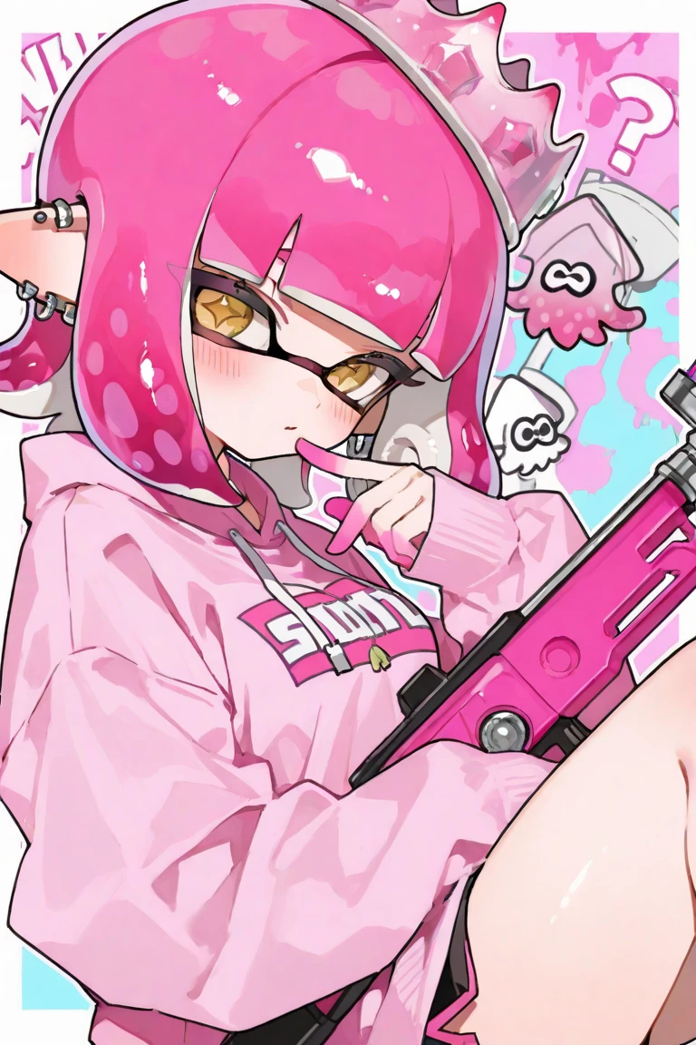 Splatoon、Splatoon3、lingerie、pink、naked、sexual behavior、Pussy、Splatoonの少女、Black around the eyes、Dildo、Peeing、Suprashooter、Chin、Insert、Squirting、penis、Embarrassed、PussyにDildoが刺さる、PussyからSquirting、 PussyにInsert、
