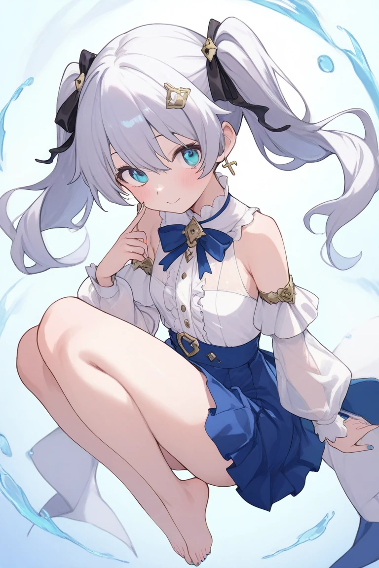 masterpiece,best quality,<lora:honkai_impact_all:1>,1girl, theresa apocalypse, solo, sitting, blush, single hair bun, medium breasts, collarbone, sleeveless, bad id, bad pixiv id, bare shoulders, black dress, blue flower, closed mouth, commentary request, hair bow, highres, honkai \(series\), honkai impact 3rd, looking at viewer, no shoes, pantyhose pull, two-tone bow, white bow, white pantyhose, yellow bow, zhuge kongming \(honkai impact\)