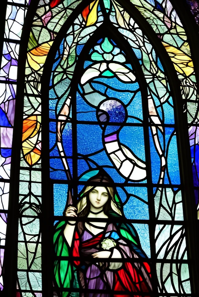 a picture of a stained glass window, intricate art, by Mario Dubsky, stained glass art, amethyst stained glass, detailed art in color, by Robert Richenburg, by Adrienn Henczné Deák
