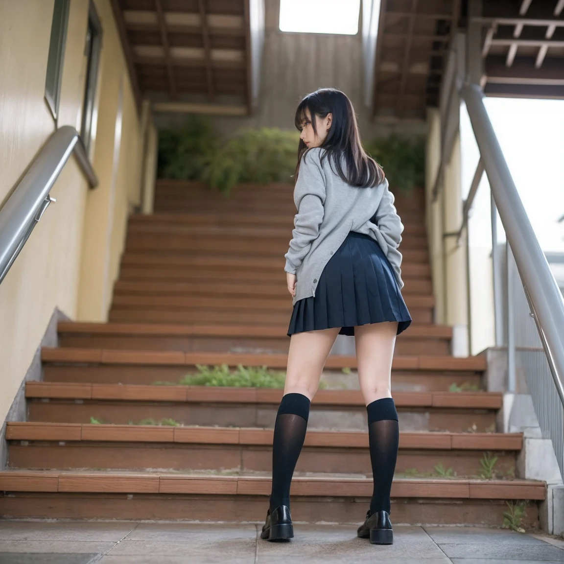((highest quality、8k、masterpiece:1.3)),((((fullbody shot)))),Ultra-high resolution,big eyes,Japanese,bangs,(a girl),(1 girl),((20 years old)),((facing at viewer)),(long hair),(((black sweater))),grin,((squatting)),(pleated mini skirt),(((pussy))),(open legs),((skirt lift)),(((black short crew socks)))
