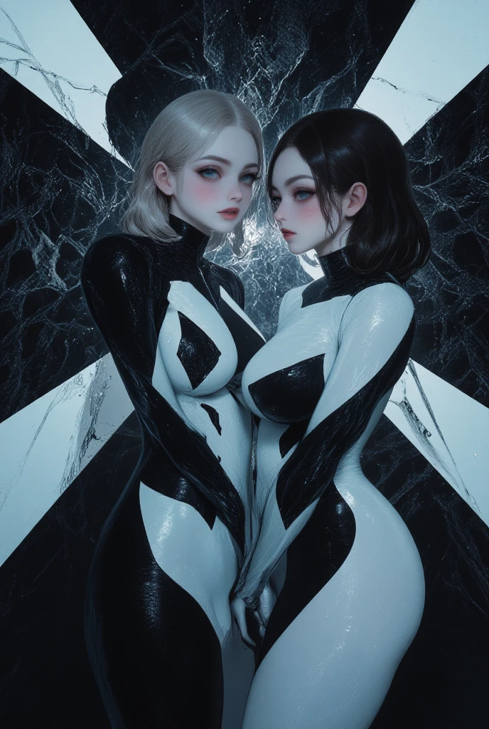 spider gwen, Hot, partial , hightquality, Dynamic Poses, Beautiful, Gorgeous, In love, White hair, Short suit, spider in a suit, white black red suit、Elisha Cuthbert