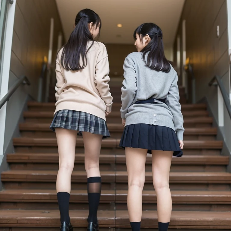 high school girl Twin tails Miniskirt pants