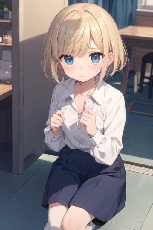 Cute girl、Open clothes、Embarrassed blush、Reluctant, frustrated, crying orgasm、Turn your back、Trying to hide one's shame