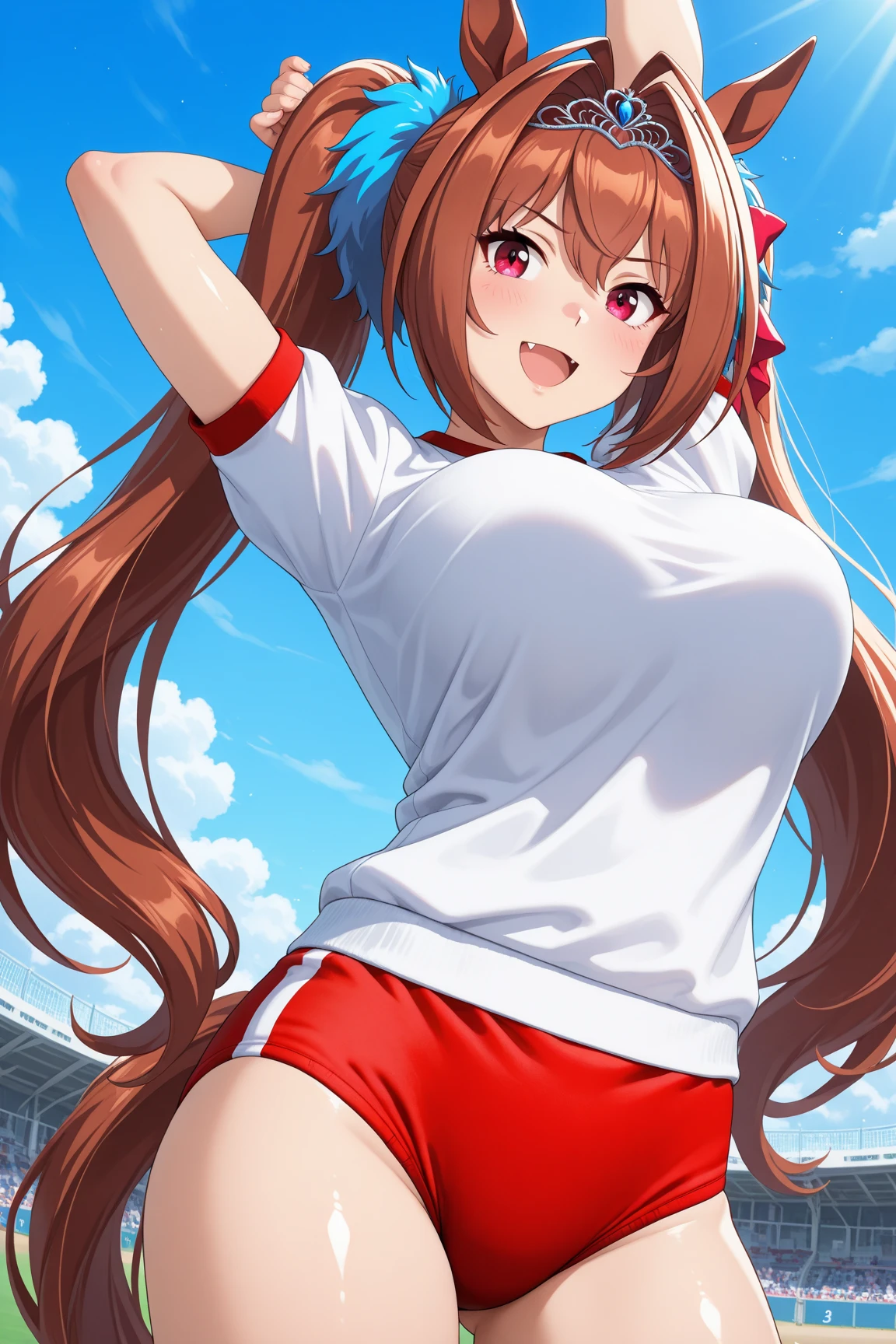 Pieza Masuter, La mejor calidad,32K、papel tapiz, Ultra -detalle, Belleza absurda, 1beautiful girl、Big, crisp eyes、Cabello revoloteando en el viento、piernas delgadas、smallest head、sonrisa miscievosa、Angle looking up from below:1.3、♡♡♡、Poses en movimiento、El bikini、Piscinas:1.3 ((Asuka langley)) evangelion