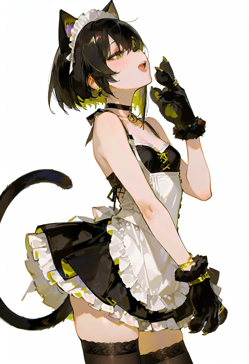 um desenho de uma menina com um gato no ombro, por shirow masamune, line sketch!!, line sketch, Loli, concept piece, arte linear, por Kamagurka, linear limpo, character design sketch, small curvy loli, Claire Wendling, sketch illustration, old sketch, por Ai-Mitsu, anime sketch