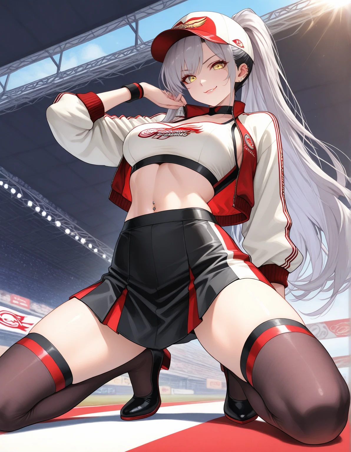 ((最high quality, 8K, masterpiece)), High resolution、（high quality: 1.5）、Very detailed、Detailed face、Bright colors、Natural light、Fine grain、Colorful eyes、Beautiful Face、非常にDetailed faceのテクスチャの女性,masterpiece, 最high quality, Detailed and beautiful eyes,最high quality、Best image quality、masterpiece、Mr.々Hairstyle,Just beautiful,mature female,独奏,smile,smile,(Fictional Horse Girl),(Fictional Horse Girlのデザイン),New Uma Musume design,skirt,Shorts,boots,accessories,Competition clothes,Horse ears,Horse tail,Posing,Supra-knee composition,field,masterpiece,最high quality、so beautiful、High resolution,((Glamorous Body)))(masterpiece:1.2)、(最high quality:1.2)、Latest Glossy Skin